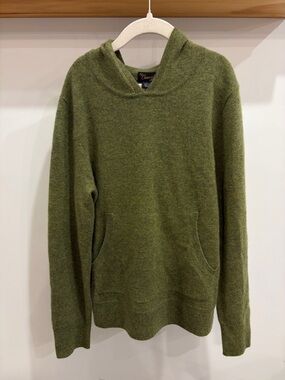 Knit for Crewcuts - Olive Crewneck Sweater w/ Hooded Collar - 100% Cashmere - L